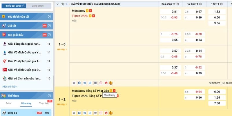 Các giải đấu hấp dẫn có tại nhà cái 188Bet